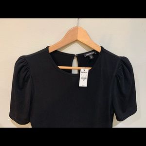 Black short puff sleeve blouse by Express Size M